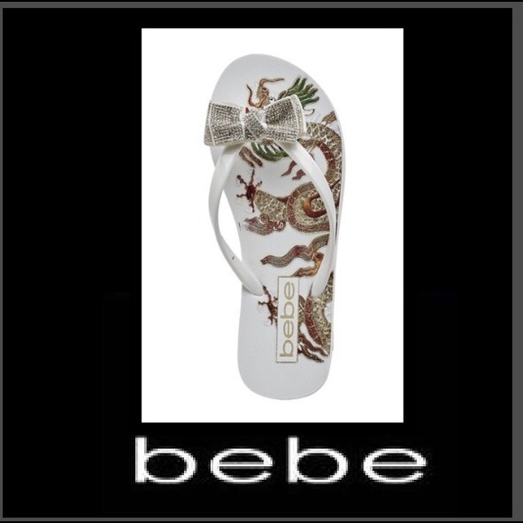 🌹LAST ONE Bebe•Addie White Crystal Bow Thong - Picture 6 of 6